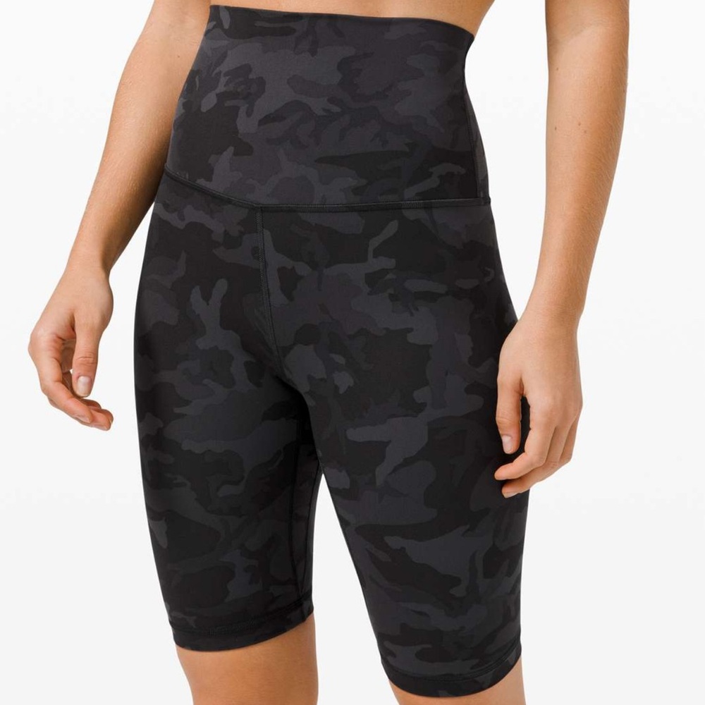 Lululemon Align Super High Rise Biker Short 10" in Incognito Camo Multi Grey